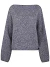 Nuur Long Sleeves Boat Neck Sweater In Gray