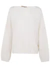 Nuur Long Sleeves Boat Neck Sweater In White