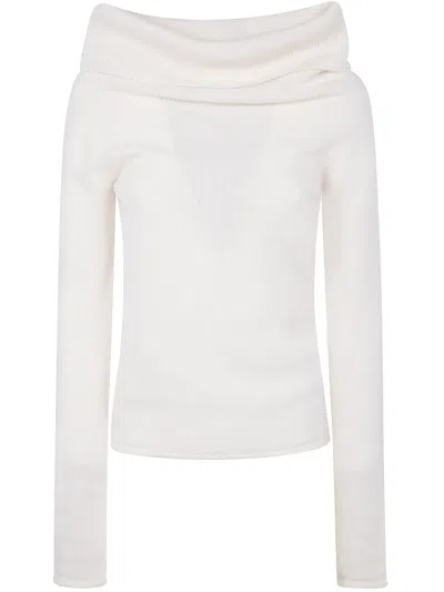Nuur Long Sleeves Boat Neck Sweater In White