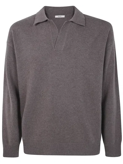 Nuur Long Sleeves Comfort Fit Skipper Polo Shirt In Gray
