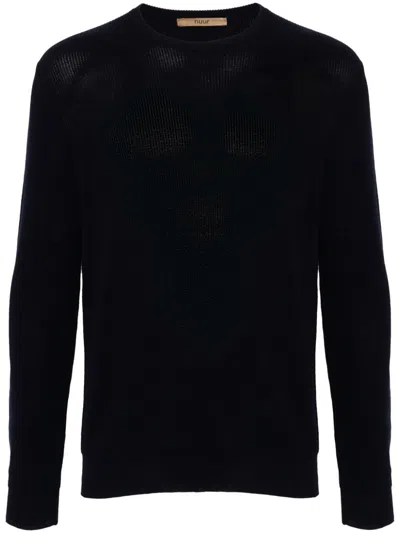 Nuur Long Sleeves Crew Neck Ribbed Sweater In Blue