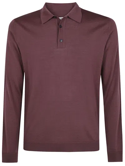 Nuur Long Sleeves Serafino Neck Sweater In Red