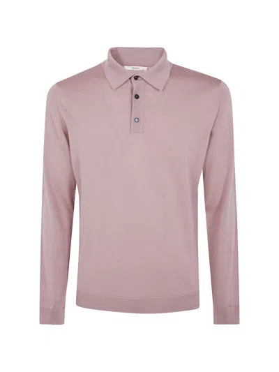 Nuur Long-sleeve Wool Polo Shirt In Pink