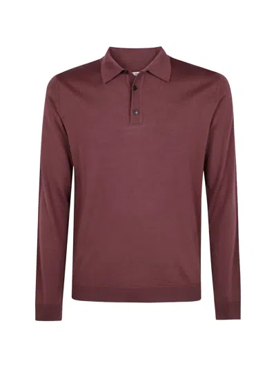 Nuur Long-sleeved Wool Polo Shirt In Red