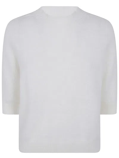 Nuur Boxi Short Sleeves Round Neck Sweater In White