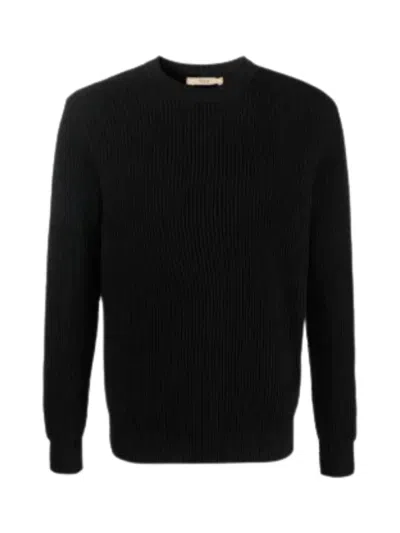 Nuur Ribbed L/s Crew Neck Sweater In Black