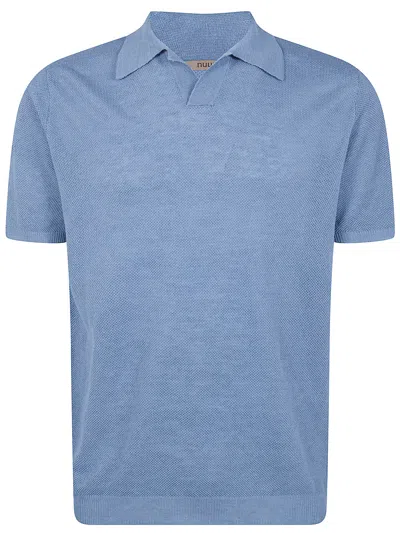 Nuur Short Sleeved Polo Neck Piquet Stitch T-shirt In Brown