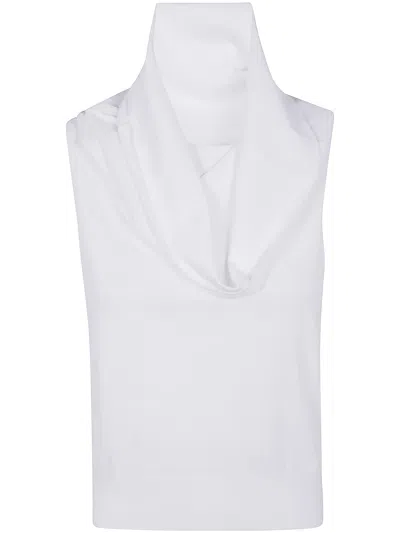 Nuur Short Sleeves Over Shoulder Top In White