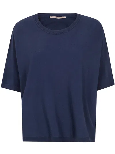 Nuur Short Sleeves Oversized Round Neck In Blue