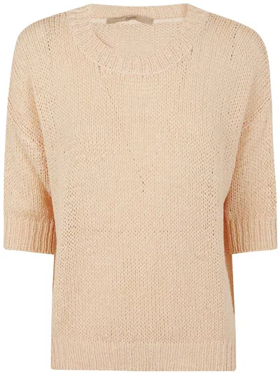 Nuur Short Sleeves Round Neck In Beige