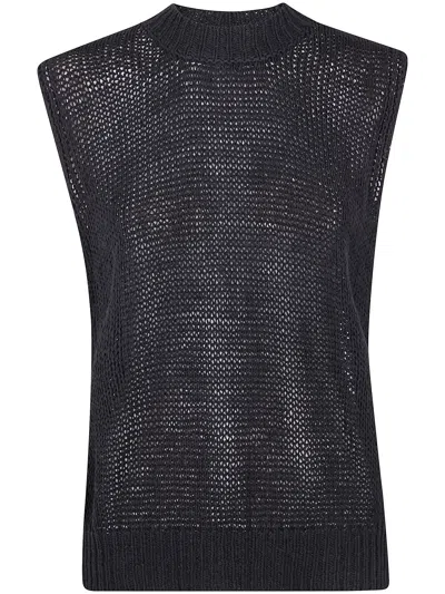 Nuur Slipover Waistcoat Round Neck Sleeveless In Black  