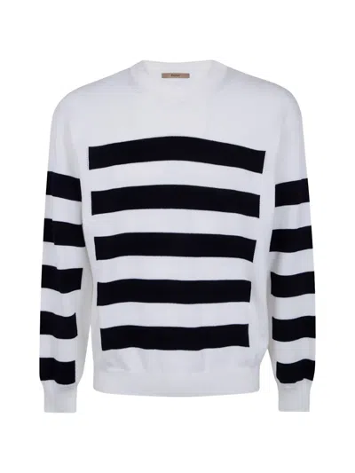 Nuur Striped Knit Sweater In White