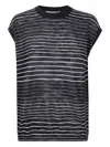 Nuur Striped Linen Top In Black