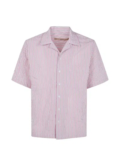 Nuur Striped-pattern Chest-pocket Shirt In Pink