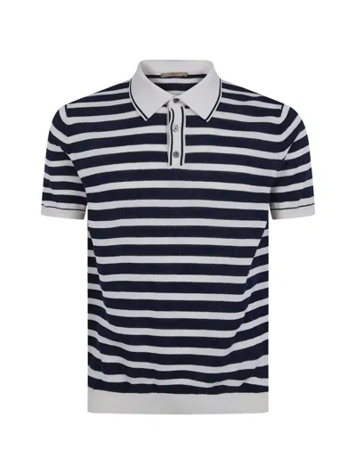 Nuur Two Tone Striped Short Sleeved Polo Neck T-shirt In Multi