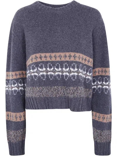 Nuur Fair Isle Knit Sweater In Purple