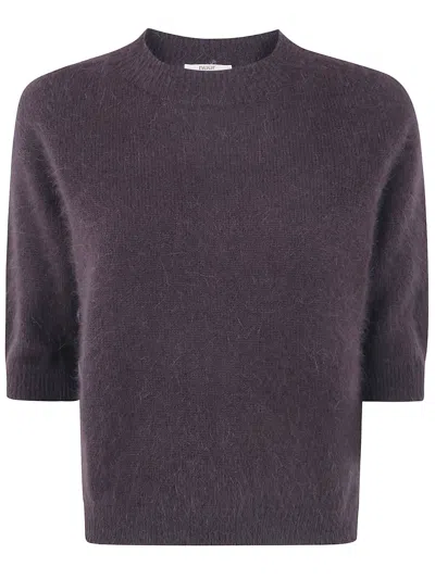 Nuur Boxi Short Sleeves Round Neck Sweater In Purple