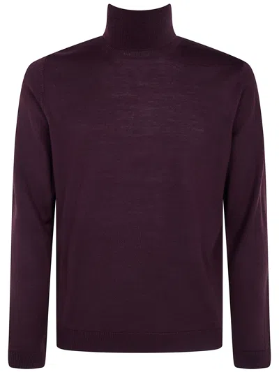 Nuur Long Sleeves Turtle Neck Sweater In Burgundy