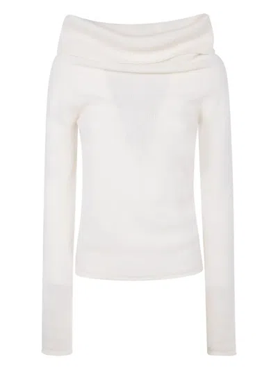 Nuur Long Sleeves Boat Neck Sweater In White