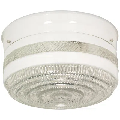 Nuvo Lighting 2 Light - 10" - Flush Mount - Large Crystal / White Drum - White Finis