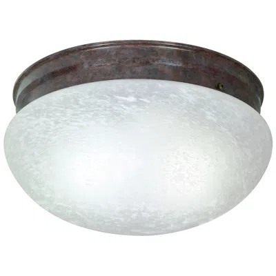 Nuvo Lighting 2 Light - 12" - Flush Mount - Large Alabaster Mushroom - Old Bronze Fi
