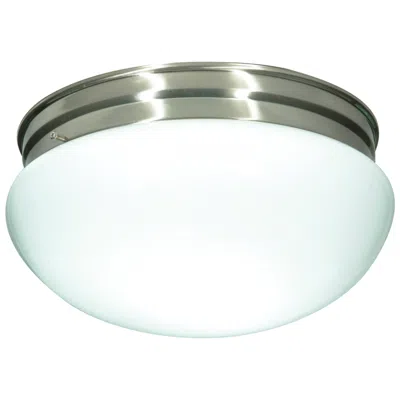 Nuvo Lighting 2 Light - 12" - Flush Mount - Large White Mushroom - Brushed Nickel Fi