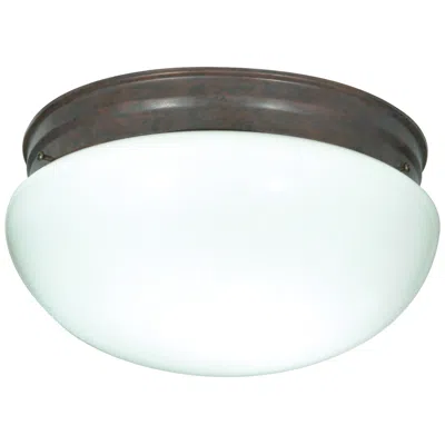 Nuvo Lighting 2 Light - 12" - Flush Mount - Large White Mushroom - Old Bronze Finish