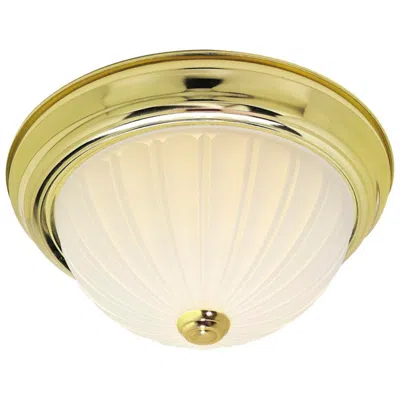 Nuvo Lighting 2 Light - 13" Flush With Frosted Melon Glass - Polished Brass Finish