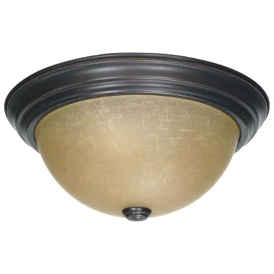 Nuvo Lighting 2 Light; 13 In.; Flush Mount With Champagne Linen Washed Glass