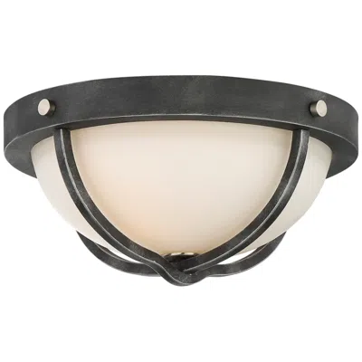 Nuvo Lighting 2 Light; Sherwood Flush Mount Fixture; Iron Black W/ Brushed Nickel Finish