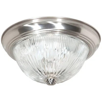 Nuvo Lighting 3 Light - 15" - Flush Mount - Clear Ribbed Glass - Brushed Nickel Fini