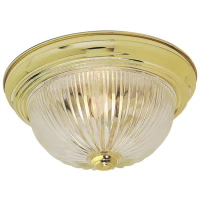 Nuvo Lighting 3 Light - 15" Flush With Clear Ribbed Glass - Polished Brass Finish