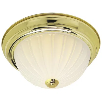 Nuvo Lighting 3 Light - 15" Flush With Frosted Melon Glass - Polished Brass Finish