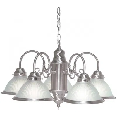 Nuvo Lighting 5 Light - 22" - Chandelier W Frosted Ribbed Shades - Brushed Nickel Fi