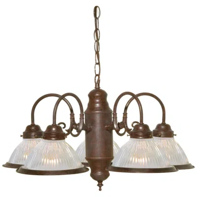 Nuvo Lighting 5 Light - 22" - Chandelier - With Clear Ribbed Shades - Old Bronze Fin