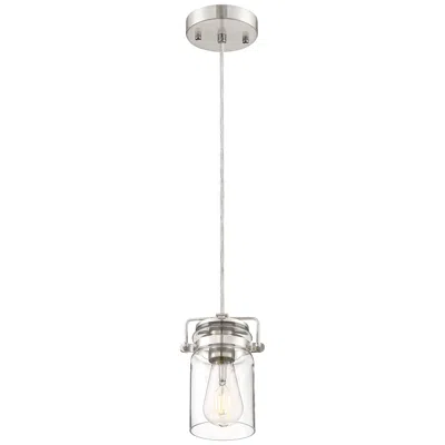 Nuvo Lighting Antebellum; 1 Light; Mini Pendant; Brushed Nickel Finish W/ Clear Glass