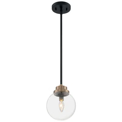 Nuvo Lighting Axis; 1 Light; Pendant Fixture; Matte Black Finish With Brass Accents