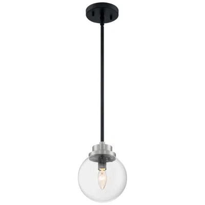 Nuvo Lighting Axis; 1 Light; Pendant Fixture; Matte Black Finish With Brushed Nickel