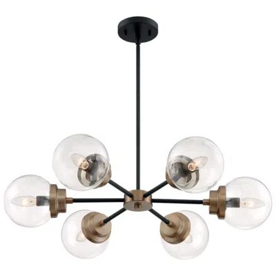 Nuvo Lighting Axis 29 3/4" Wide Matte Black And Brass 6-light Chandelier