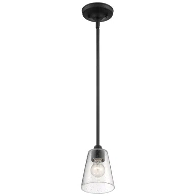 Nuvo Lighting Bransel; 1 Light; Mini Pendant; Matte Black Finish W/ Clear Seeded Glass