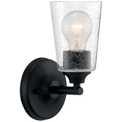 Nuvo Lighting Bransel; 1 Light; Vanity Fixture; Matte Black Finish W/ Clear Seeded Glass