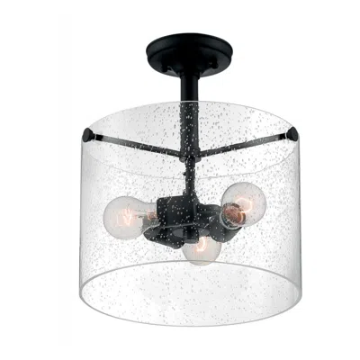 Nuvo Lighting Bransel; 3 Light; Semi-flush Fixture; Matte Black Finish