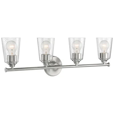 Nuvo Lighting Bransel; 4 Light; Vanity; Brushed Nickel Finish With Clear Seeded Glass