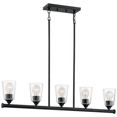 Nuvo Lighting Bransel; 5 Light; Island Pendant; Matte Black Finish W/ Clear Seeded Glass