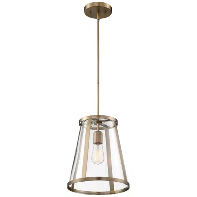 Nuvo Lighting Bruge; 1 Light; Pendant Fixture; Burnished Brass Finish With Clear Glass