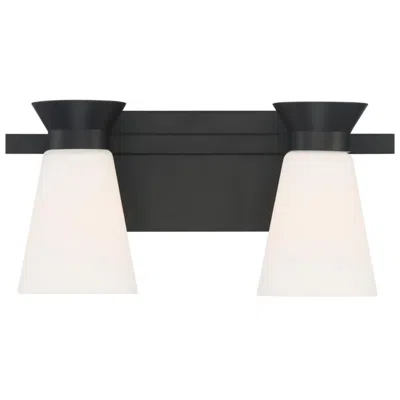 Nuvo Lighting Caleta; 2 Light; Vanity; Black Finish With Frosted Cylindrical Glass