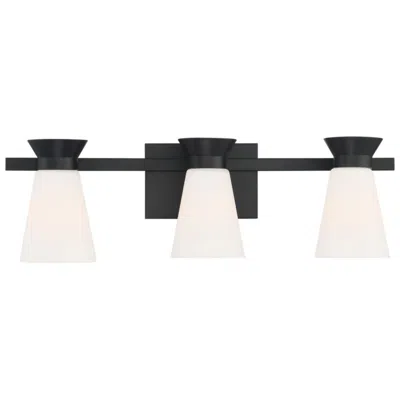 Nuvo Lighting Caleta; 3 Light; Vanity ; Black Finish With Frosted Cylindrical Glass