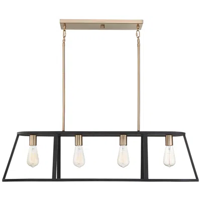 Nuvo Lighting Chassis; 4light; Island Pendant; Copper Brushed Brass Finish W/ Matte Black