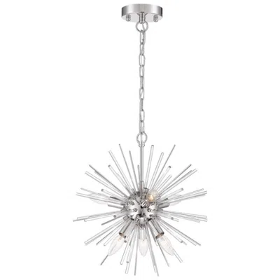 Nuvo Lighting Cirrus; 6 Light; Chandelier; Polished Nickel Finish With Glass Rods