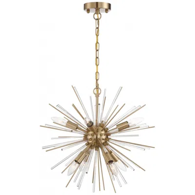 Nuvo Lighting Cirrus; 8 Light; Chandelier; Vintage Brass Finish With Glass Rods